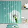 Shower Curtains 2Pcs Colorful Dandelion Flowers Curtain Water Drops Nature Plants Polyester Fabric Decor Non-Slip Bath Mat Bathroom Set