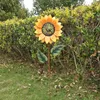 Gartendekorationen Sonnenblume Dual Spinning Windmill Spinner Stake Outdoor Terrasse Dekoration Yard Wind Spinner