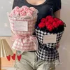 Fleurs décoratives Bouquet de tricot fait à la main Rose Wool 9pcs Simulation Fiesta Bubbles Creative Valentine's Day Gift For Girlfriend