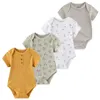 4 pièces née bébé fille vêtements à manches courtes imprimé coton boy boy sets 012m bodys d'été animal bebes 240327