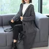 Women's Knits Korean Women Autumn Long Sleeve Loose Fashion Hooded V Neck Elegant Knitted Sweater Cardigans Basic Causal Coat Tops Q507