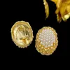 Orecchini per borchie Golden Oval Design irregolare squisito regalo per le donne di lusso per la perla retro