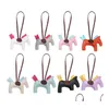 Keychains Lanyards en cuir sac de cheval charme clés Anneaux de haute qualité Pony Pony Classic Handbag Ornement fabriqué à la main Course pour C DHLLS