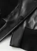 女性の革のリアル非対称シープスキンコート女性ファッションスレッドパッチワークカジュアルショートベルドの本物のジャケット春秋の服
