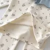 MILANCEL Baby Pajama Set Toddler Girls Sleep Wear Floral Tops And High Waist Pants With Solid Bib 3Pcs Sets 240325