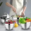 Bowls Stainless Steel Mixing Set With Airtight Lids 5 Piece Nesting Salad Metal Serving Bowl For Kitchen Baking/Cooking