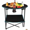 Camp Meubles Table pliante extérieure Cam de voyage Pique-nique pliable Round avec 4 porte-tasses et transport Drop Drop Livrot Sports Outdoor DHE5O