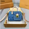 7A designer denim bag womens mini bag jacquard embroidered speed handbag fashion brand women shoulder crossbody womens bags