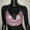 Sıradan Parti Kadın Metal Full Rhinestone Net Suskulörler Seksi Sıkı Rhinestone Top Ladies Party En İyi Gece Kulübü Müzik Festivali Spice Girls Rhinestone Halter