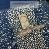 Hoogwaardige Designer Dames Tote Bag Denim Blue Crystal Diamond Button Monochrome Leather Crossbody Bag Luxe 10a Purple