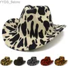Chapeaux à bord large seau Fedora Hat Womens Wool Sun Western Cowboy Derby Triangle Jazz Curly Blower YQ240407