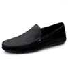 Casual Shoes Italian Mens Brand Summer Men Loafers Leather Lightweight Moccasins Breathable Driving Slip On Boat Man