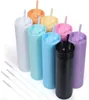 Tazze di bicchieri di consegna rapida tazza di color pastello opaco con coperchi doni fai -da -te paglia tazza riutilizzabile per bevande fredde tazze in blocco 16 O5530161