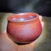 カップソーサーJianyang Jianzhan Perimmon Red Rust Pattern Big Belly Cupシングルティー大容量セットボウル