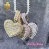 Designer Hip Hop Fashion Jewelry Baguette Full Cubic Zirconia Diamond Charm Pendant Iced Out Heart Shape Pendant Necklace