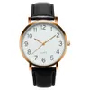 Andere Uhren Herren MENS Watch Simple Business Simulationslegierung Vintage Quartz Watch Arabic Number Mindestrunde Runde Klassische schwarze Leder -Armbandrang240403