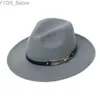 Weitkrempeln Hats Bucket Winter Filzhut Fedora Herren Imitation Wolle Kirche Herbst Fashion Wide Braun Top Damen YQ240407