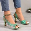 Dress Shoes Stylish Womens Rhinestone Block Heeled Sandals - Open Toe Dress Pumps with Buckle Strap Slingback for Fashionable Comfort