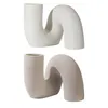 Vases Boho Nordic Style White Ceramic Vase Twist Pipe Shaped Modern Flower For Living Room/Wedding/Office/Decoration