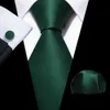 Neck Ties Dark green silk solid mens tie pocket square cufflink set elegant weaving high-quality set neckline wedding party Barry. Wang! C240412