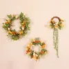 Decorative Flowers Easter Day Wreath Fake Garland Artificial Flower Plant Garlands Rattan Foam Orange Wall Hanging Ornament Decoration