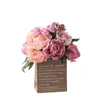 Flores decorativas Idéias de presentes dos namorados Peony Bouquet Flower Hand fresco segurando suprimentos falsos de casamento acessórios de decoração em casa