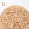 Handgemaakte dames haken natuurlijke raffia stro kumer hoed voor lente zomerstrand floppy visser caps y240320