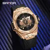 Sanda's New Hollowed Out Calendar Fashionable Trendy, Cool and Creative Men's Watch, Silicone Wristwatch
