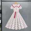 Party Dresses Women Dress Vintage Princess With Big Hem Contrast Color Dot Print For Women's Prom Wedding Events Printed