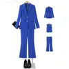 Kvinnors tvådelade byxor S-4XL Överdimensionerad kvinnorsjacka och byxor Set Formal Red Blue Solid Womens Jacket Byxa Fe Business Work Wear 2-Piece Setc240407