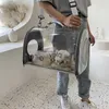 Cat Carriers Crates House Bag transparent bärbar bil som bär katt andningsbar rymdkapsel Pet Ryggsäck Handhållen crossbody och hund H240407