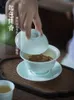 Teaware sets Jingdezhen keramische sanjai gaiwan theekop niet-geschoolde huishouden grote hand gesneden schaduw blauw procelain brouwend kom single