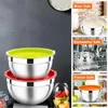 Bowls Stainless Steel Mixing Set With Airtight Lids 5 Piece Nesting Salad Metal Serving Bowl For Kitchen Baking/Cooking