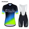 レーシングセットPhmax Cycling Jersey Set Anti-UV Women Bike Autdoor Sportwear with Pocket MTB通気性自転車服