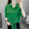 Fanieces S4XL Blusaas Mujer Spring Autumn Women Thin Shirts Camisas Chemises Loose Overized Bluses Female Korean Pockets Tops 240407