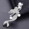 Brooches Fashion Exquisite Rhinestone Pearl Mermaid Brooch Pins For Women Clothing Elegant Beauty Fish Office Party Jewelry Gift