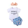 Vêtements Enfants Baby Girls Farm Farm Chiken Tenue de bodys de petit filet Hen Hen Bummies Shorts bande 3pcs Set Drop Livil