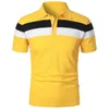 Men's Polos Short Sleeved Chest With Three Striped Color Blocking Trend Fashionable And Slim Fitting Versatile
