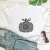 Women's T Shirts Mandala Pumpkin T-shirt Aesthetic Autumn Short Sleeve Thanksgiving Tshirt Fashion Women Graphic Halloween Yellow Top Tee