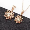 Chains Hollow Flower Pendant Necklace Plated 14K Rose Gold Light Luxury Fine Art Attending Party Ladies Jewelry Gift