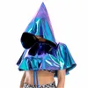 Candy sceniczne Kolor Wetlook Shiny Pvc Halloween Cospaly Cape Pu skórzany płaszcz z kapturem maska ​​kapelusz kapelusz nocny Kopin