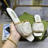 Designer Women Sandals Flat Slippers Denim Slides Beach Jelly Rubber Script Slipper Embroidered Summer Fall Mules Outdoor Waterproof Scuffs 35-42