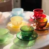 Tazze piattini 1: 6 bambole Casatto tazza di tazza Mini mobili modelli un piattino da tè in vetro ccessories/ set da otto pezzi