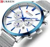 Curren Watch Mężczyzn Modne Zatrzymania Business Men039s swobodne wodoodporne kwarcowe zegar na rękę Niebieski zegar stalowy Relogio Masculino CJ19121783755