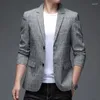 Mäns kostymer 2024 Spring och Autumn Plaid Business Casual Single Suit Fashion Handsome Jacket Ropa de Hombre M-4XL