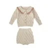 Ensembles de vêtements Baby Treed Suit 2024 Spring Fashion Girl's Pull Cardigan Shorts Sweet 0-3y Two-Pice