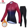 Racing Sets X-TIGER Women's Cycling Set Winter Jerseys Ropa Bicycle Clothing Bike Sportswear Road Suit