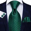 Clats de cou Senior Senior Designer Green Solide Stripe Paisley Silk Wedding Tie Collier Hanky Cuffe Links Fashion Business Party Direct Shippingc420407