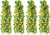 Flores decorativas 4 Pacote artificial Garland de girassol artificial Folhas verdes de flor amarela