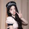 Berets Korean INS Двухцветный лук моряк-шляпа весна и летняя ретро-ретро-коренная коробка Берет-стрит Тенденция ниша из флота